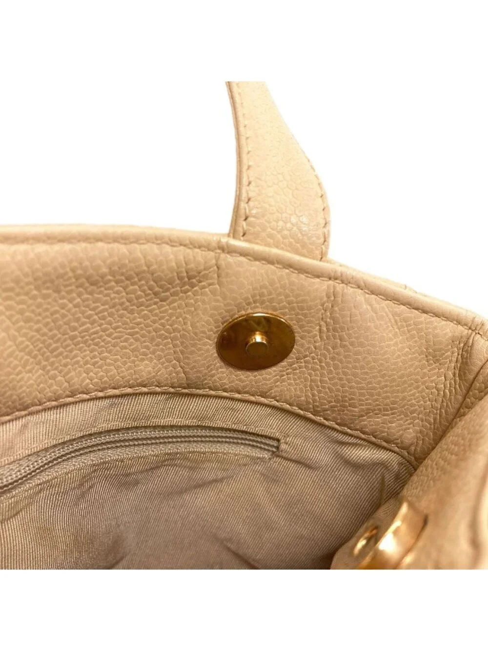 Chanel CC Logo Gold Handbag Grained Calfskin